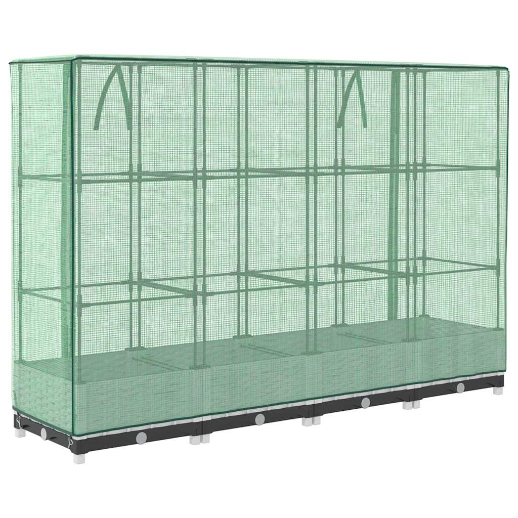 vidaXL Hochbeet mit Gewächshaus-Aufsatz Rattan-Optik 160x40x123 cm
