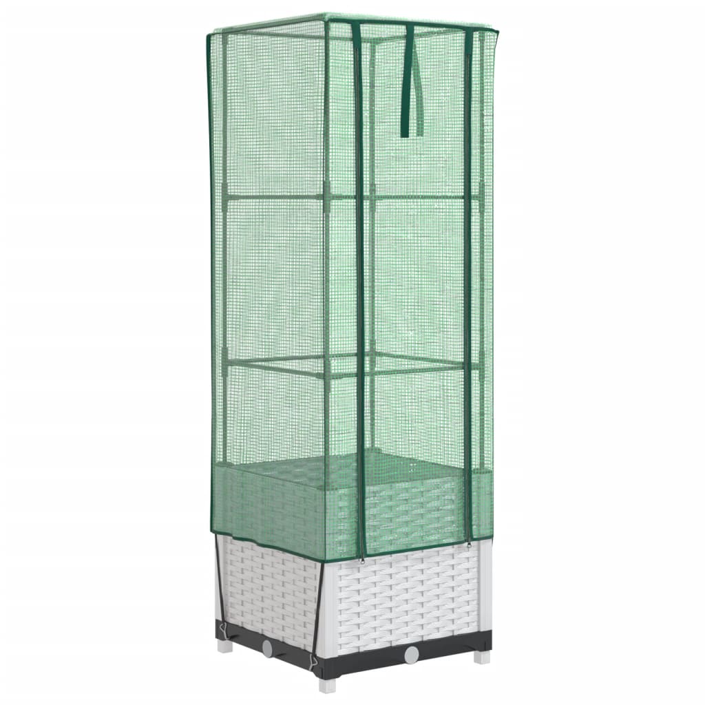 vidaXL Hochbeet mit Gewächshaus-Aufsatz Rattan-Optik 40x40x139 cm