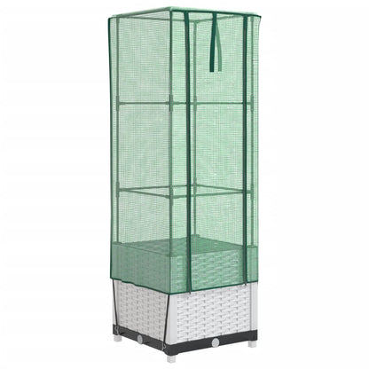 vidaXL Hochbeet mit Gewächshaus-Aufsatz Rattan-Optik 40x40x139 cm