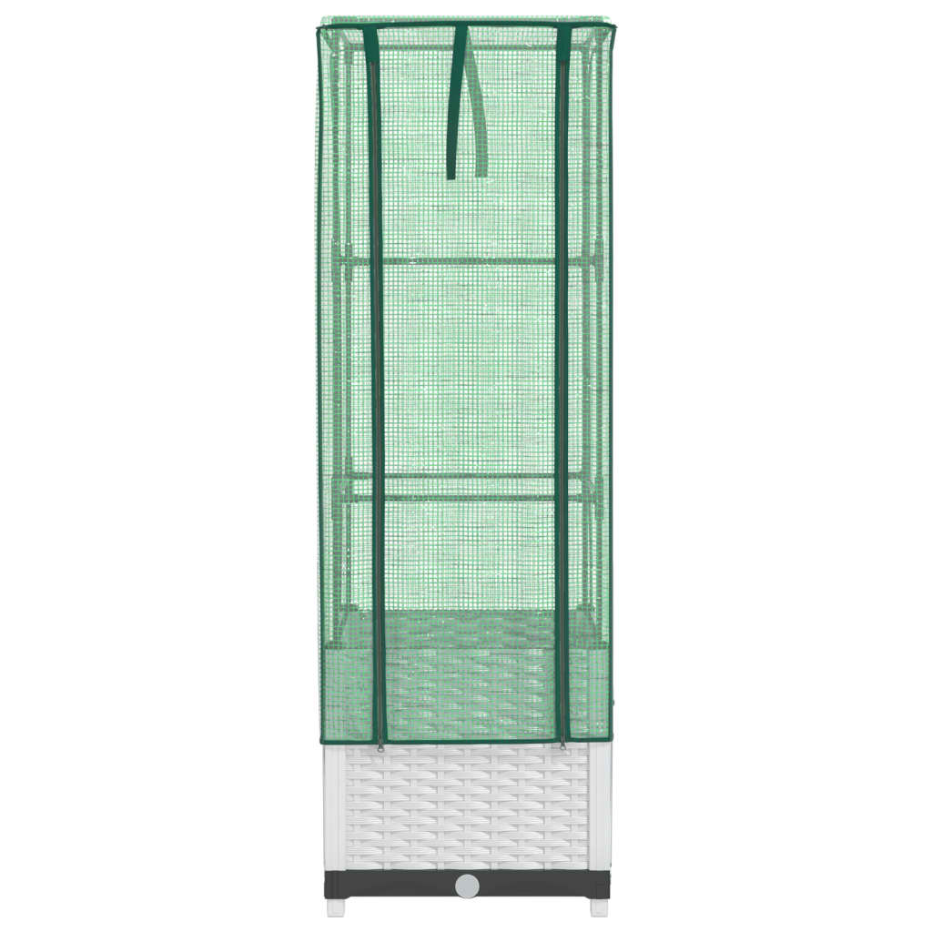 vidaXL Hochbeet mit Gewächshaus-Aufsatz Rattan-Optik 40x40x139 cm