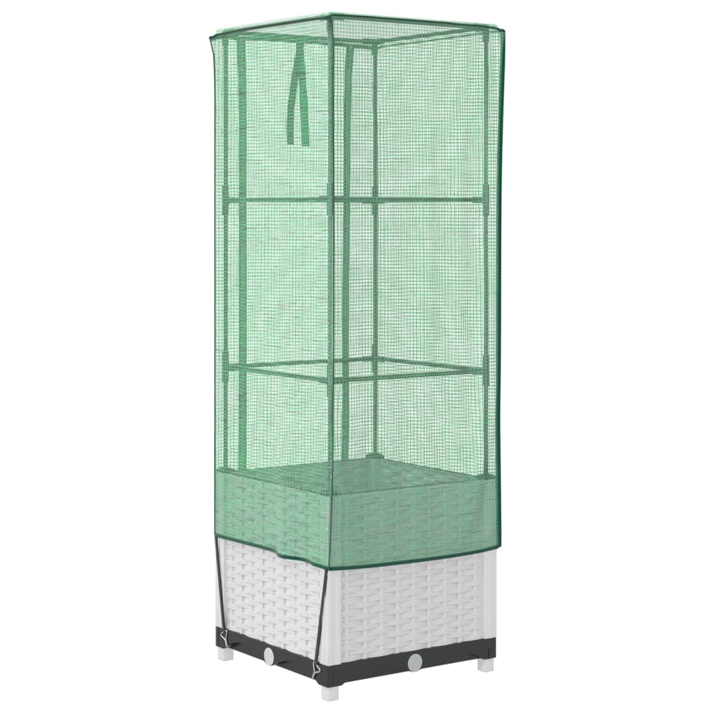 vidaXL Hochbeet mit Gewächshaus-Aufsatz Rattan-Optik 40x40x139 cm