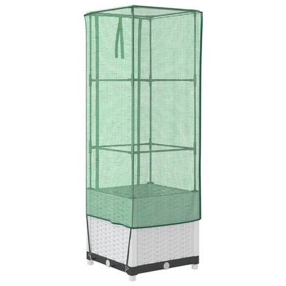 vidaXL Hochbeet mit Gewächshaus-Aufsatz Rattan-Optik 40x40x139 cm