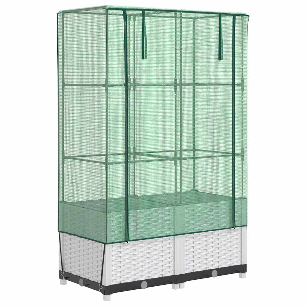 vidaXL Hochbeet mit Gewächshaus-Aufsatz Rattan-Optik 80x40x138 cm