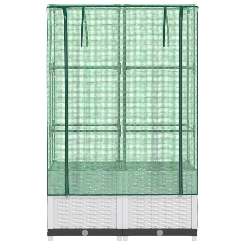 vidaXL Hochbeet mit Gewächshaus-Aufsatz Rattan-Optik 80x40x138 cm