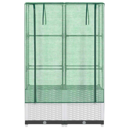 vidaXL Hochbeet mit Gewächshaus-Aufsatz Rattan-Optik 80x40x138 cm