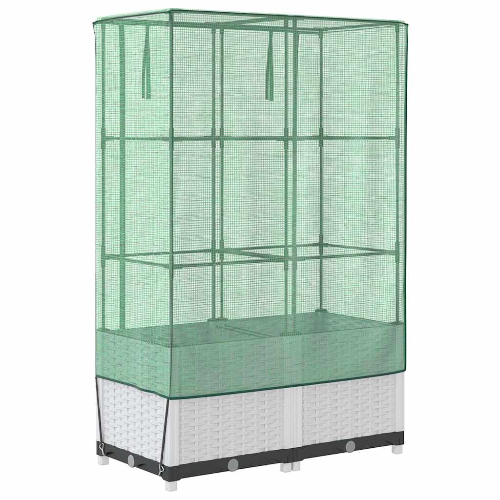 vidaXL Hochbeet mit Gewächshaus-Aufsatz Rattan-Optik 80x40x138 cm