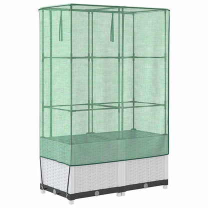 vidaXL Hochbeet mit Gewächshaus-Aufsatz Rattan-Optik 80x40x138 cm