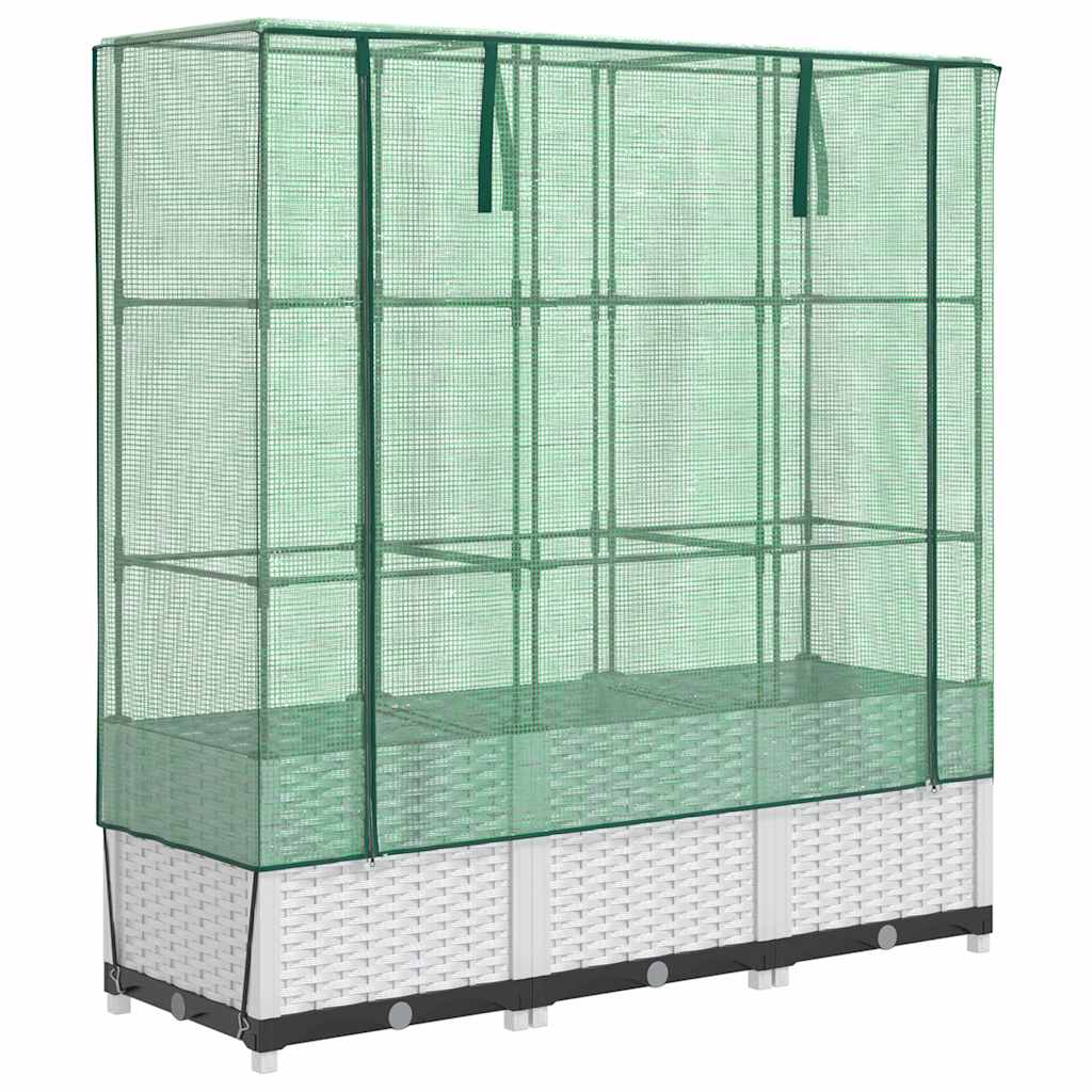 vidaXL Hochbeet mit Gewächshaus-Aufsatz Rattan-Optik 120x40x138 cm