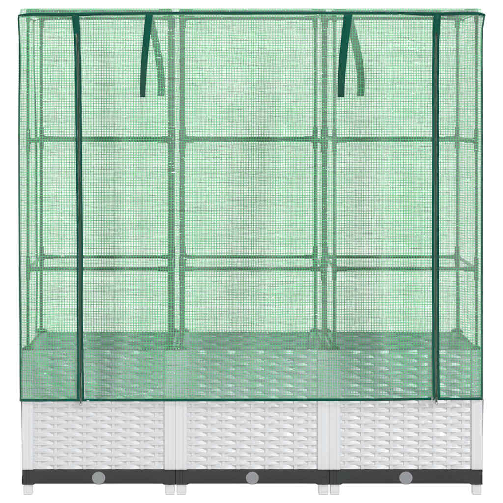 vidaXL Hochbeet mit Gewächshaus-Aufsatz Rattan-Optik 120x40x138 cm