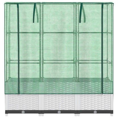 vidaXL Hochbeet mit Gewächshaus-Aufsatz Rattan-Optik 120x40x138 cm