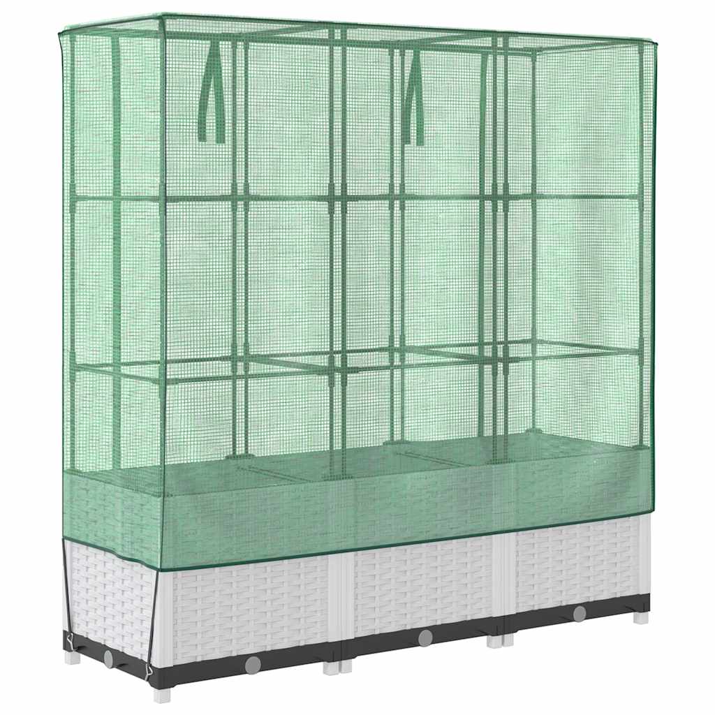 vidaXL Hochbeet mit Gewächshaus-Aufsatz Rattan-Optik 120x40x138 cm