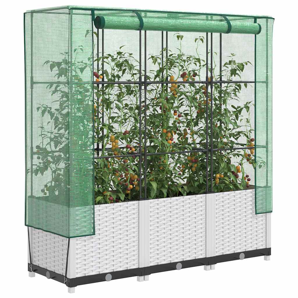 vidaXL Hochbeet mit Gewächshaus-Aufsatz Rattan-Optik 120x40x138 cm