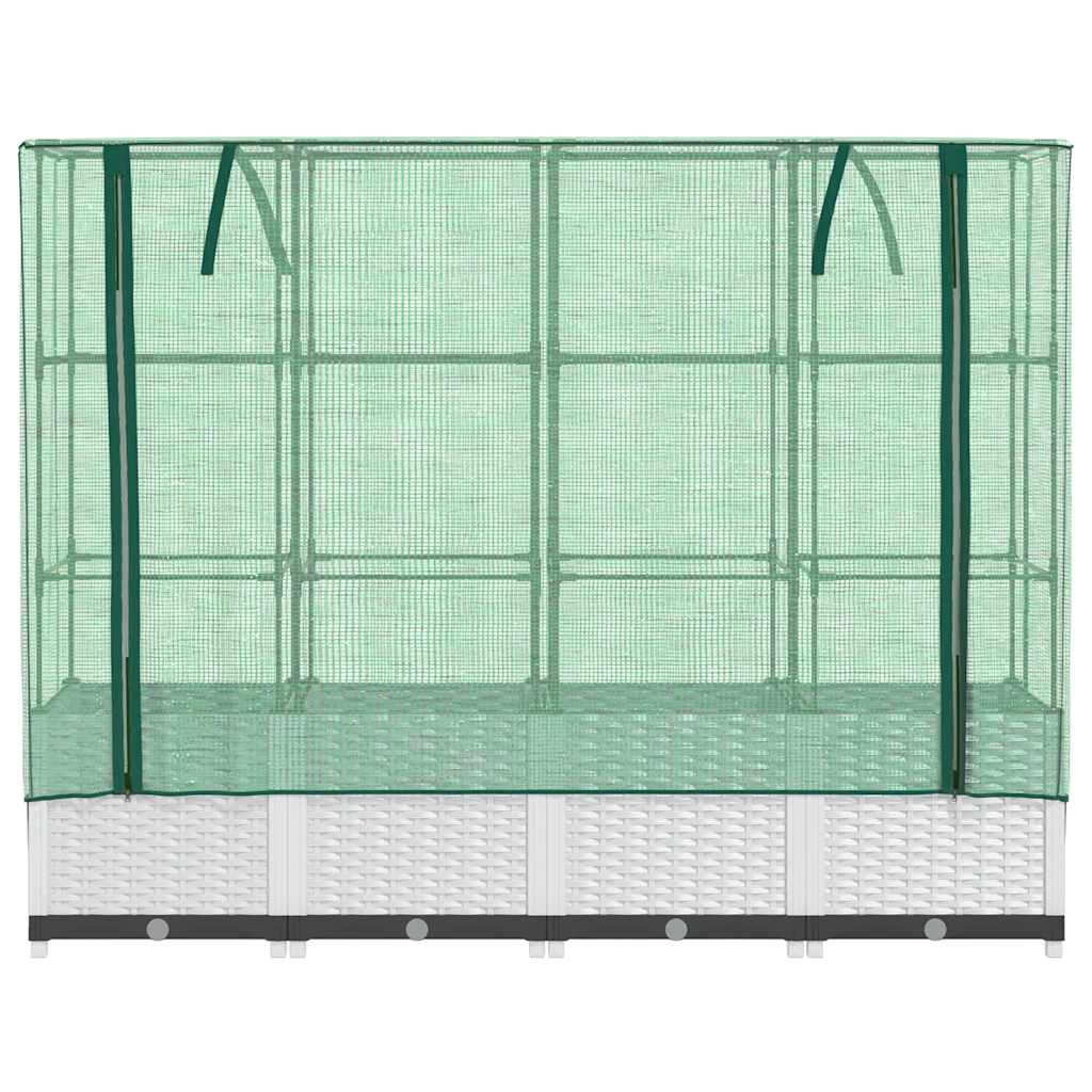 vidaXL Hochbeet mit Gewächshaus-Aufsatz Rattan-Optik 160x40x138 cm