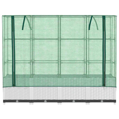 vidaXL Hochbeet mit Gewächshaus-Aufsatz Rattan-Optik 160x40x138 cm