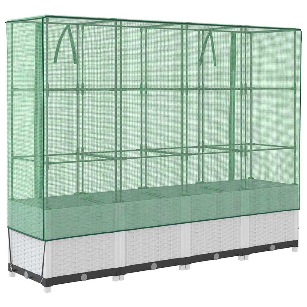 vidaXL Hochbeet mit Gewächshaus-Aufsatz Rattan-Optik 160x40x138 cm