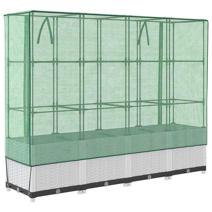 vidaXL Hochbeet mit Gewächshaus-Aufsatz Rattan-Optik 160x40x138 cm