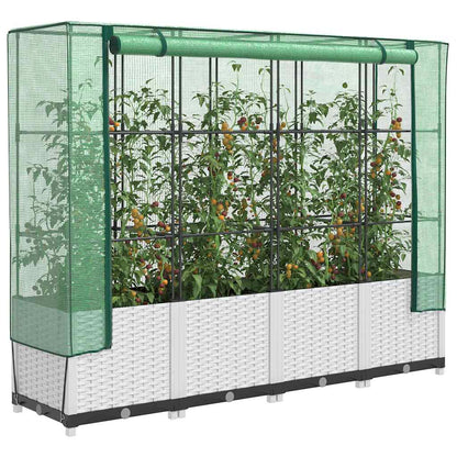 vidaXL Hochbeet mit Gewächshaus-Aufsatz Rattan-Optik 160x40x138 cm