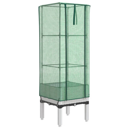 vidaXL Hochbeet mit Gewächshaus-Aufsatz Rattan-Optik 40x40x140 cm