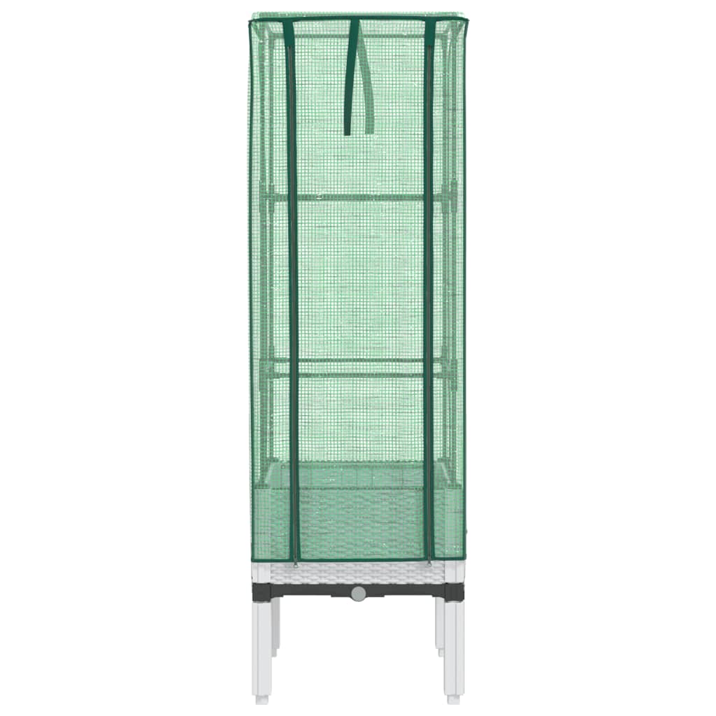 vidaXL Hochbeet mit Gewächshaus-Aufsatz Rattan-Optik 40x40x140 cm