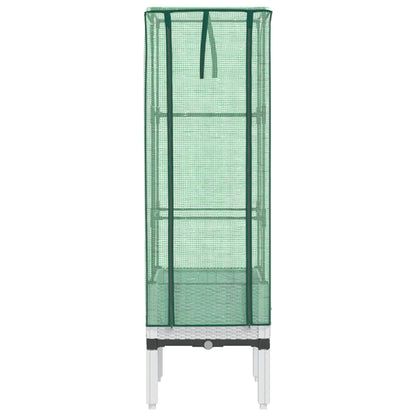 vidaXL Hochbeet mit Gewächshaus-Aufsatz Rattan-Optik 40x40x140 cm