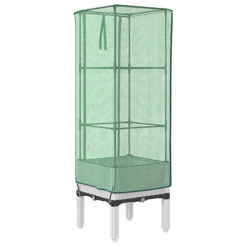 vidaXL Hochbeet mit Gewächshaus-Aufsatz Rattan-Optik 40x40x140 cm