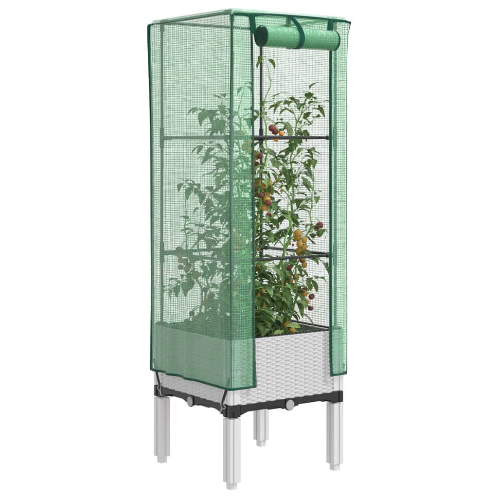 vidaXL Hochbeet mit Gewächshaus-Aufsatz Rattan-Optik 40x40x140 cm