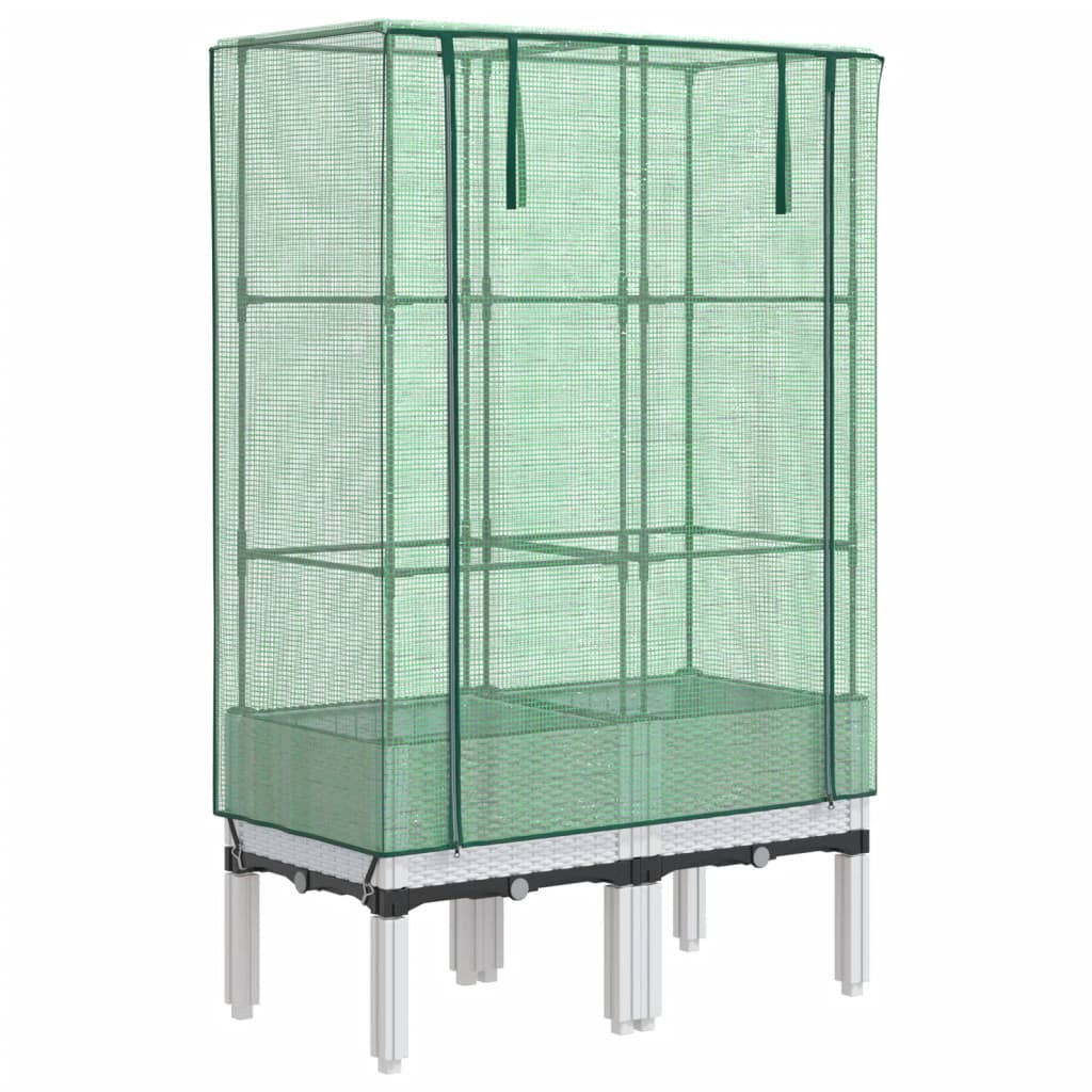 vidaXL Carré potager avec couvercle de serre aspect rotin 80x40x140 cm