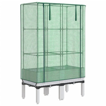 vidaXL Hochbeet mit Gewächshaus-Aufsatz Rattan-Optik 80x40x140 cm