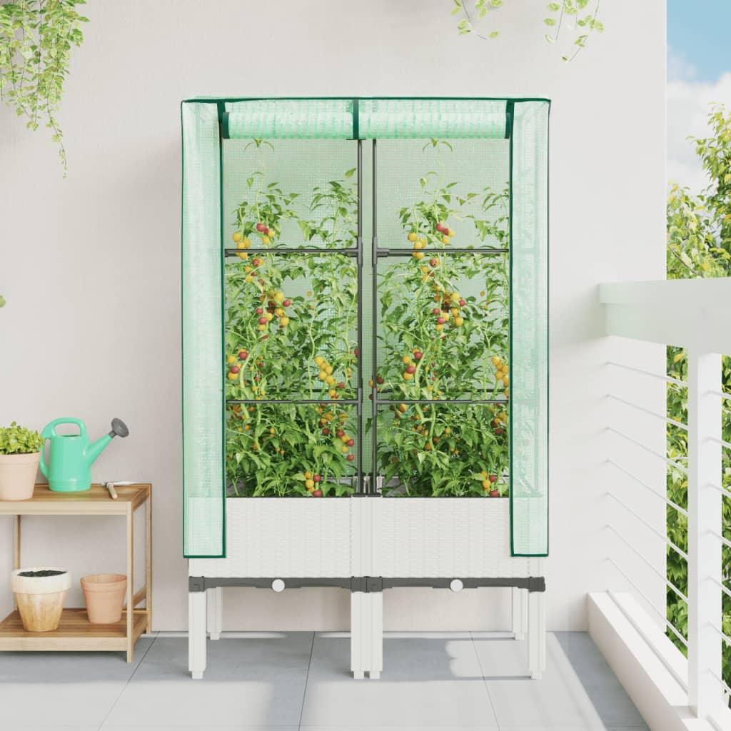 vidaXL Carré potager avec couvercle de serre aspect rotin 80x40x140 cm