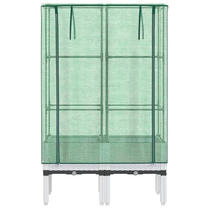 vidaXL Carré potager avec couvercle de serre aspect rotin 80x40x140 cm