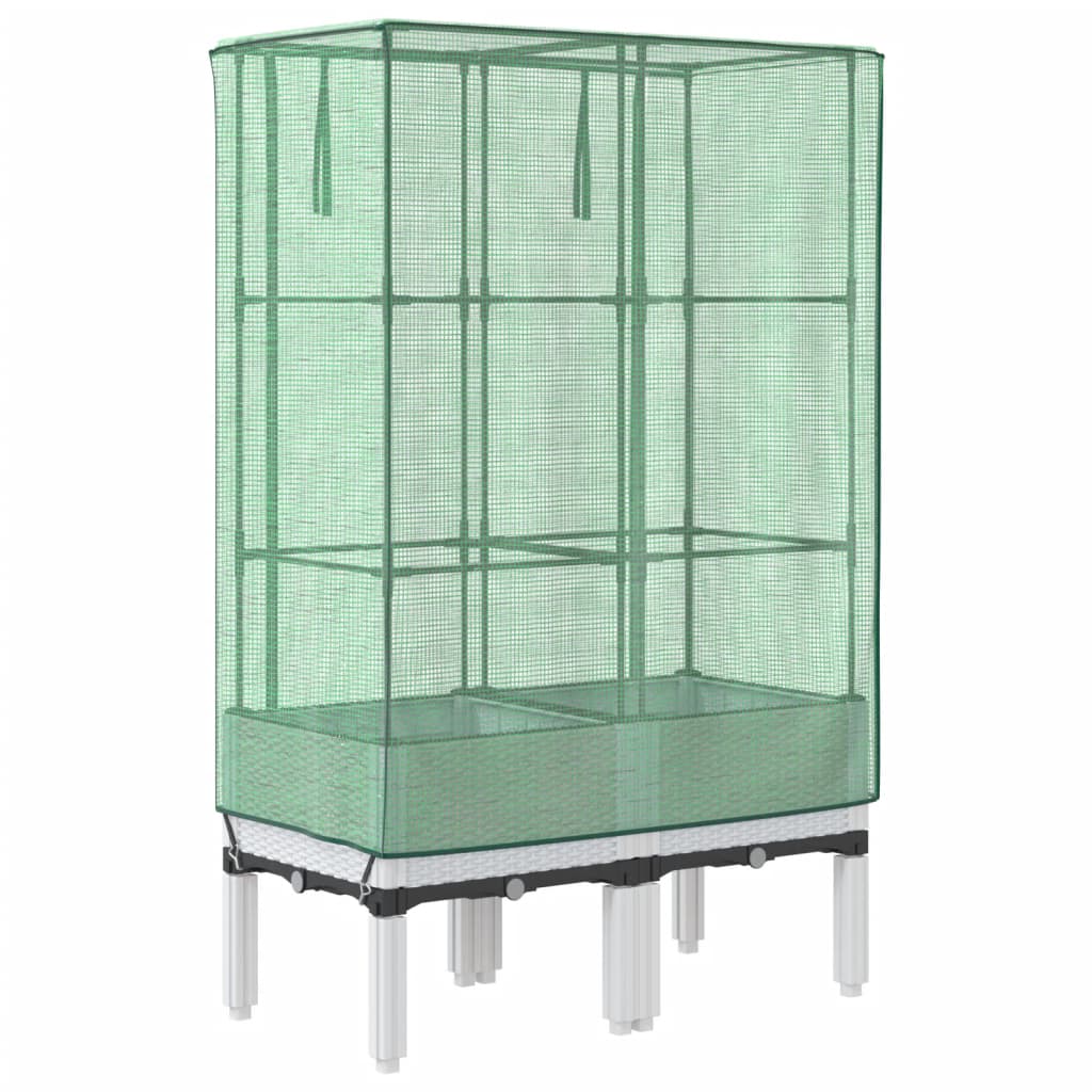 vidaXL Carré potager avec couvercle de serre aspect rotin 80x40x140 cm