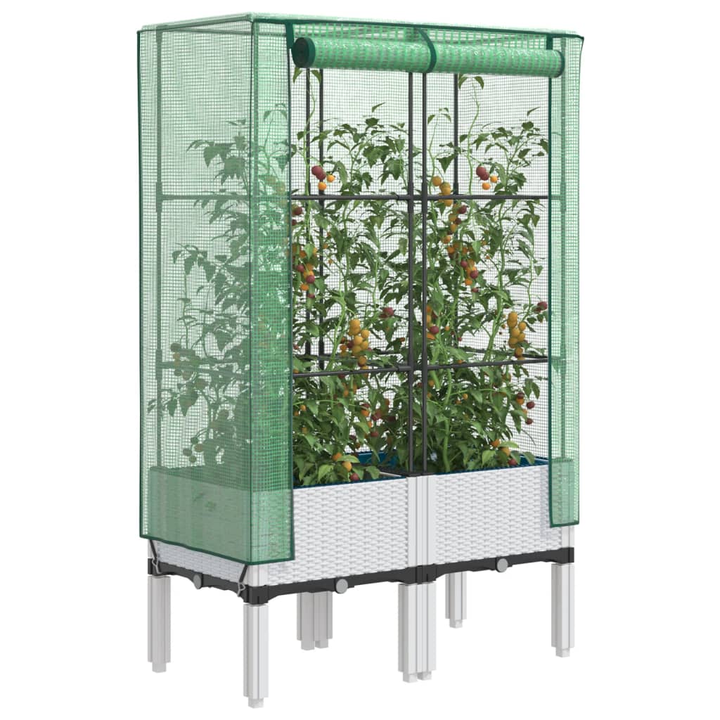 vidaXL Carré potager avec couvercle de serre aspect rotin 80x40x140 cm
