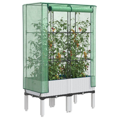 vidaXL Carré potager avec couvercle de serre aspect rotin 80x40x140 cm