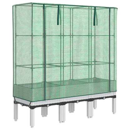 vidaXL Hochbeet mit Gewächshaus-Aufsatz Rattan-Optik 120x40x140 cm