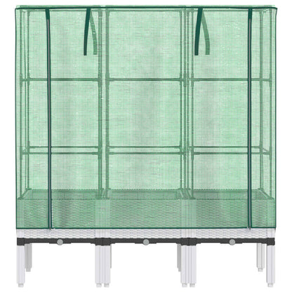 vidaXL Hochbeet mit Gewächshaus-Aufsatz Rattan-Optik 120x40x140 cm