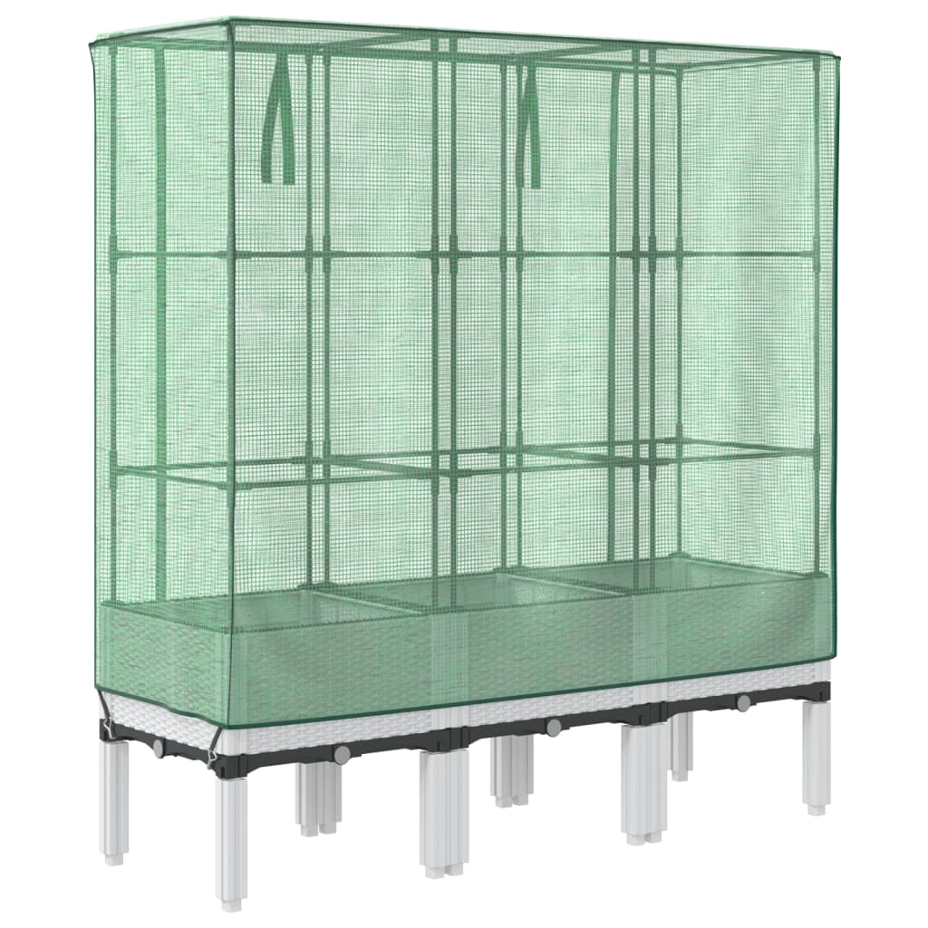 vidaXL Hochbeet mit Gewächshaus-Aufsatz Rattan-Optik 120x40x140 cm