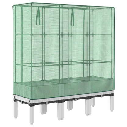vidaXL Hochbeet mit Gewächshaus-Aufsatz Rattan-Optik 120x40x140 cm