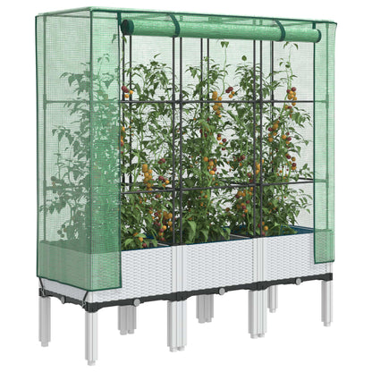 vidaXL Hochbeet mit Gewächshaus-Aufsatz Rattan-Optik 120x40x140 cm