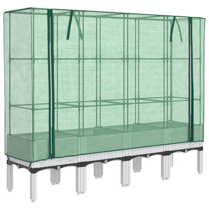 vidaXL Hochbeet mit Gewächshaus-Aufsatz Rattan-Optik 160x40x140 cm