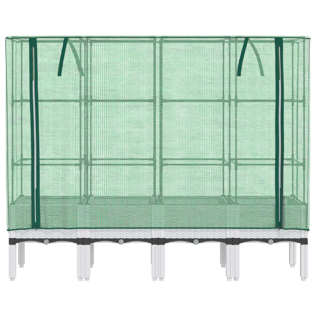 vidaXL Hochbeet mit Gewächshaus-Aufsatz Rattan-Optik 160x40x140 cm