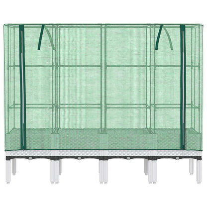 vidaXL Hochbeet mit Gewächshaus-Aufsatz Rattan-Optik 160x40x140 cm