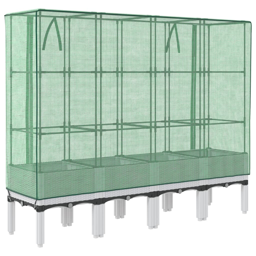 vidaXL Hochbeet mit Gewächshaus-Aufsatz Rattan-Optik 160x40x140 cm