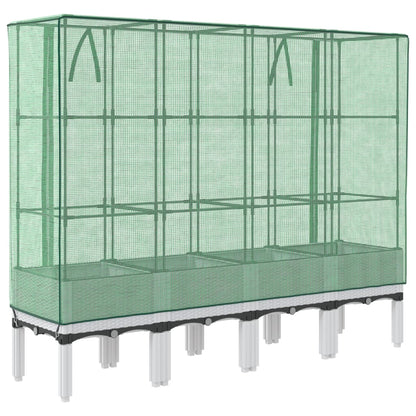vidaXL Hochbeet mit Gewächshaus-Aufsatz Rattan-Optik 160x40x140 cm