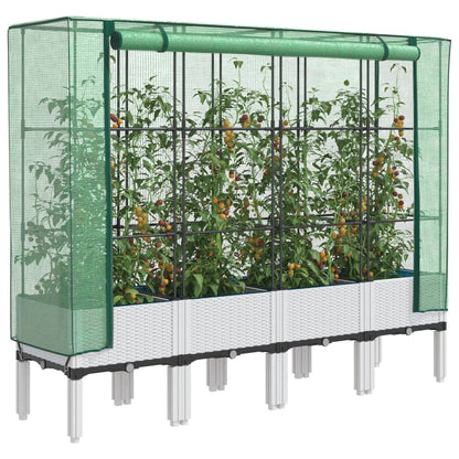 vidaXL Hochbeet mit Gewächshaus-Aufsatz Rattan-Optik 160x40x140 cm