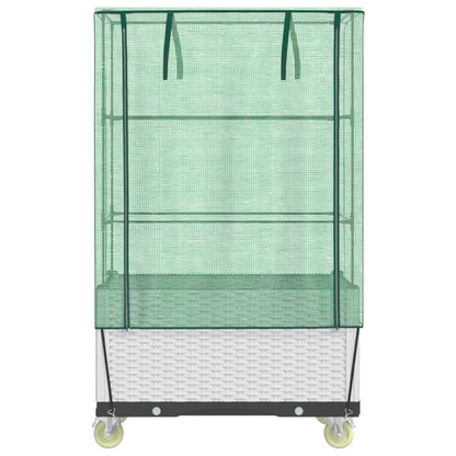 vidaXL Hochbeet mit Aufsatz und Rollen Rattan-Optik 80x50x182 cm