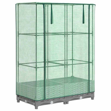 vidaXL Hochbeet mit Gewächshaus-Aufsatz Rattan-Optik 80x40x123 cm