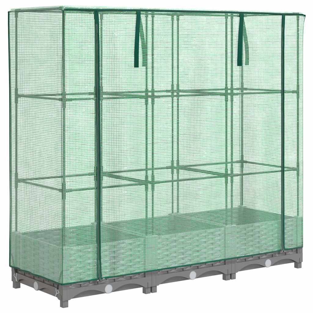 vidaXL Hochbeet mit Gewächshaus-Aufsatz Rattan-Optik 120x40x123 cm