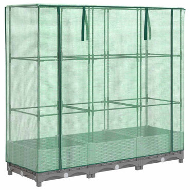 vidaXL Hochbeet mit Gewächshaus-Aufsatz Rattan-Optik 120x40x123 cm