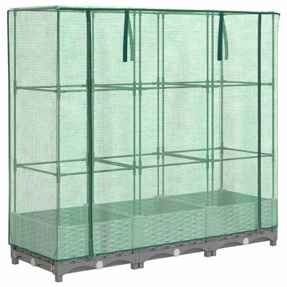 vidaXL Hochbeet mit Gewächshaus-Aufsatz Rattan-Optik 120x40x123 cm