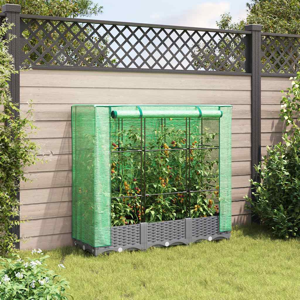 vidaXL Hochbeet mit Gewächshaus-Aufsatz Rattan-Optik 120x40x123 cm